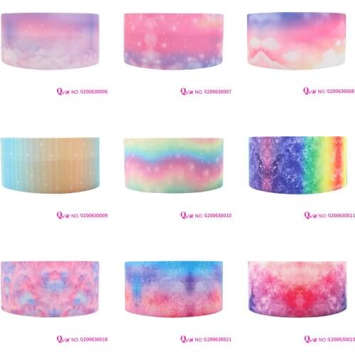 Q&N ribbon 16mm ~ 75mm Tie dye PINK Printed Ribbon 50yards Party Gift Box With Logo DIY /FOE For Hair Bow Hair Tie