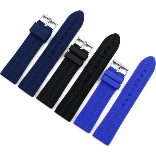 Silicone strap mens watch accessories pin buckle 22mm sports waterproof rubber strap for brand watch women watch band