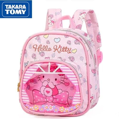 TAKARA TOMY cute cartoon hello kitty waterproof portable transparent small bag simple and comfortable childrens backpack