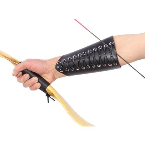 Traditional PU Archery Arm Protector Guard For Hunting Restraint with Hardware Fasteners For Shooting Recurve Bow Outdoor