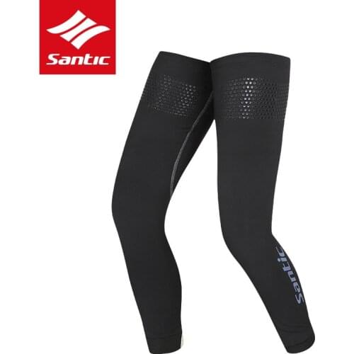 Santic Cycling Long Leg Warmers Autumn Winter UV Protect Bike Bicycle Leg Sleeve Knee Warmer Thermal Legwarmers Ciclismo
