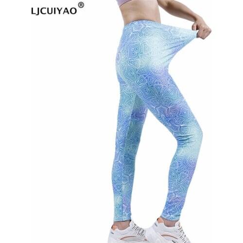 LJCUIYAO Women Leggings Fitness High Waist Push Up Polyester Workout Casual Female Colorful Geometry Stripe Breathable Bottom
