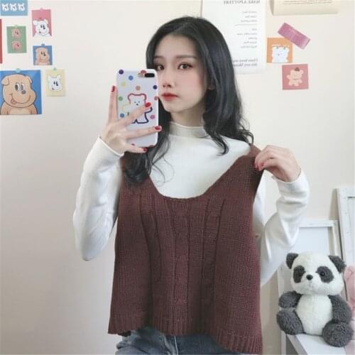 2021 Women V Neck Sweater Vest Solid Knitted Tops Sleeveless Sweater Female Casual Ladies Pullovers Loose Jumper Autumn Spring