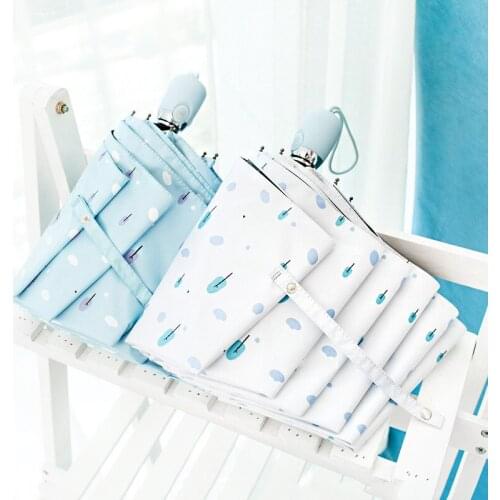 Flower umbrella Black Coating sunscreen sunny umbrella rain woman three folding umbrella female Automatic princess Parasol gift