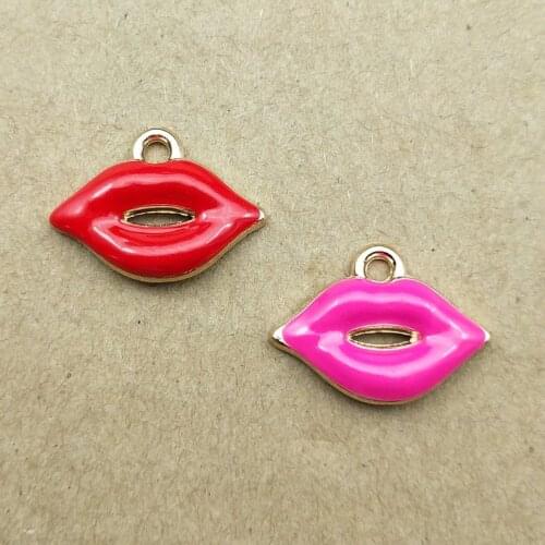 10pcs enamel mouth lips charm for jewelry making fashion charm earring pendant bracelet charms diy charm
