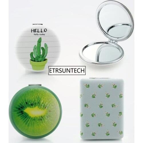 100pcs Double-sided Hand Mirror Makeup Vanity Metal Small Fresh Natural Pocket Mirror Compact Folded Portable Beauty Tool F3416