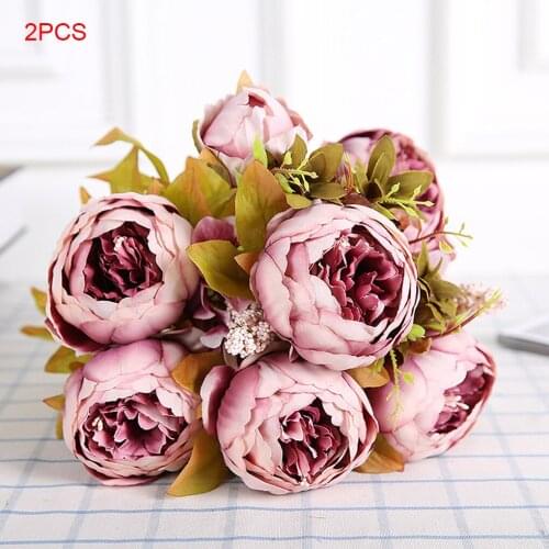 2 Pieces Artificial Silk Peony Bouquets for Wedding Party Office Hotel and Home Decoration