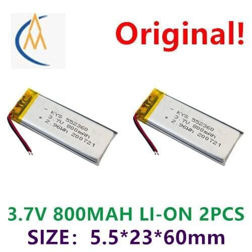 2PCS 552360 3.7V 800MAH sterilizer neck fan polymer lithium baby monitor battery with protective GPS navigator speaker