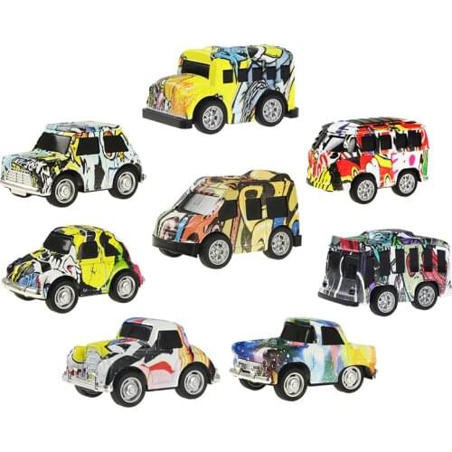 4pcs/Set Mini City Union Alloy Diecast Pull Back Inertial Slide Car Classic Car School Bus Educational Toys for Children