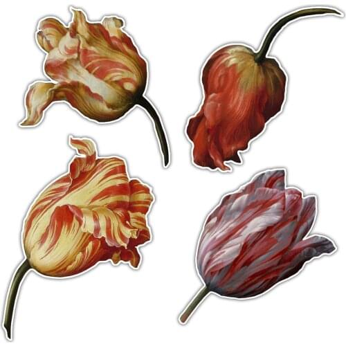 4pcs/set Waterproof Vinyl Flower Butterfly Laptop Phone Water Bottle Stickers