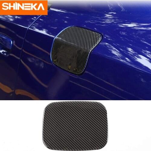 SHINEKA Car Sticker for Dodge Charger Real Carbon Fiber Gas Cap Decorative Trim for Dodge Charger 2015-2019