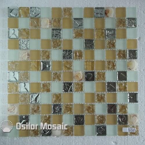 Free shipping cracked pattern glass crystal mosaic tile for bathroom or tv background wall tile