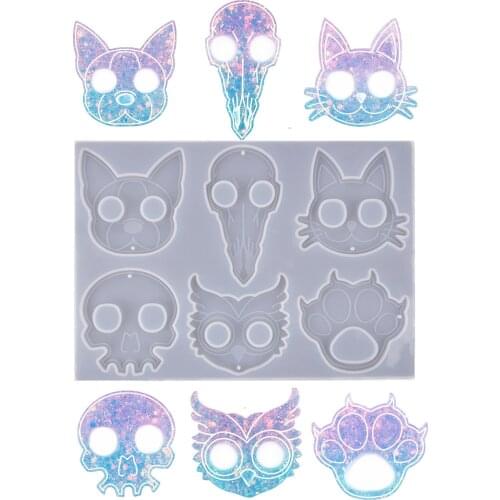 Cat Head Keychain Pendant Silicone Mold Crystal Epoxy Resin Mold For Jewelry Making