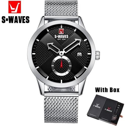 SWAVES Quartz Watch Men Army Unique Water Resistant Montre Homme 2019 Stainless Steel Fashion Analog Wristwatch Mens With Box