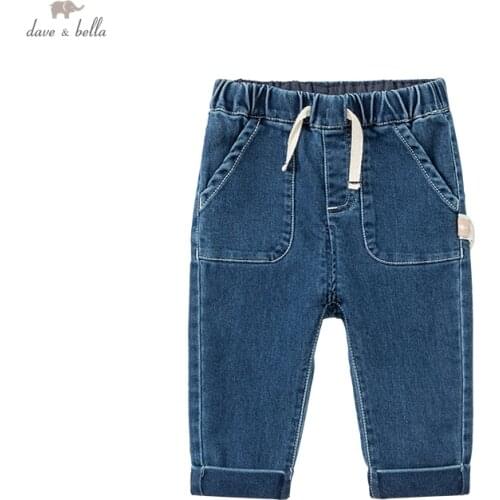DBA18721 dave bella autumn baby boys fashion solid pockets pants children full length kids boy pants infant toddler trousers