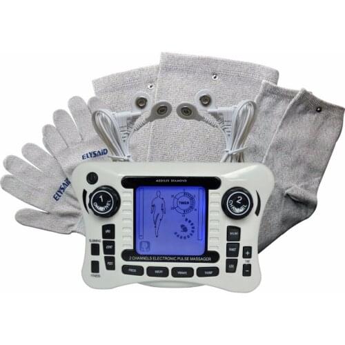 308B Electrical Tens Stimulator Digital Therapy Massager Body Knee Pain Relief With Conducitive Set Glove Sock And Kneepad