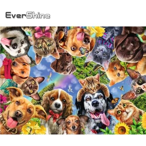 EverShine 5D DIY Diamond Embroidery Cartoon Dog Cross Stitch Diamond Mosaic Animal Rhinestone Art Painting Needlework Handicraft