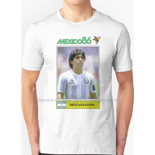 Diego Maradona-Panini Player Card Print-Argentina-Mexico 86 T Shirt 100% Pure Cotton Diego Maradona Soccer Football Argentina