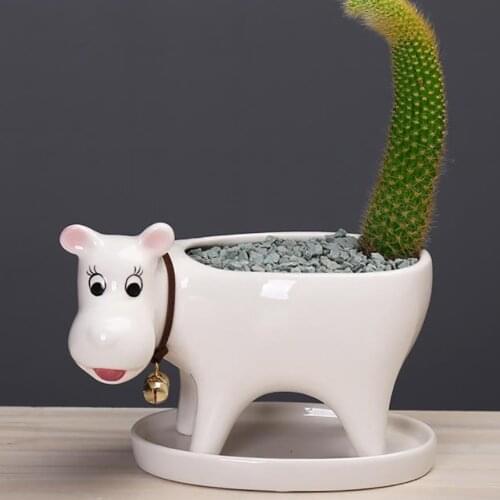 Cute Cartoon Cat Shape Animal Ceramic Flower Pots Home Desktop Decoration Various Styles Available Flower Pots