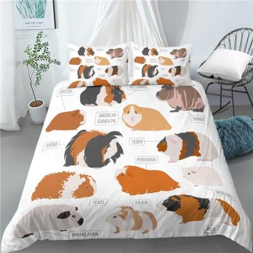 Home Living Luxury 3D Guinea Pig Print 2/3Pcs Comfortable Duvet Cover PillowCase Bedding Sets Queen and King AU/EU/US Size