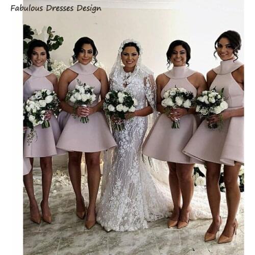 2020 Mini Short Bridesmaid Dresses A Line Backless Bowknot Sleeveless Vestidos Party Wedding Guest Dress Gown
