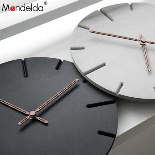 Mandelda 2018 Wall Clock MDF Wooden Modern Design Vintage Rustic Shabby Clock Quiet Art Watch Home Decoration