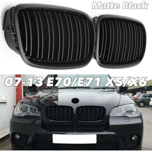 Matte Black Front Bumper Dual Slat Front Kidney Grill Grille For BMW X5 X6 E70 E71 2007-2014 High Quality Car Accessories