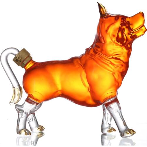 Cute animal dog shaped high quality 1000ml lead-free glass home bar whiskey decanter for Liquor Scotch Bourbon 1223-05