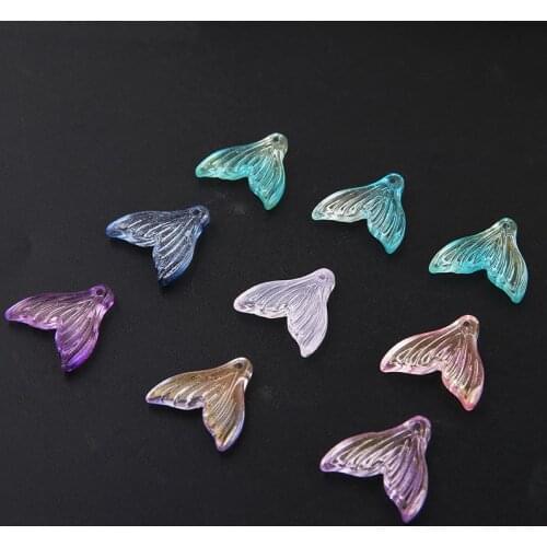 Glass color Mermaid tail shape fashion charms 100pcs/lot earrings/necklace/bracelet diy jewelry making accessory