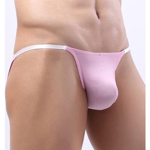 Men Sexy Thin Screw Thread Breathable Briefs Underwear Briefs Gay Brief U Convex Pouch Male Panties Bikini Slip Homme Boxers