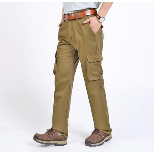 Mens Winter Long Plus size Pnats Straight Baggy Casual Pants Overall Thick Fleece Trousers Men Loose Bottoms