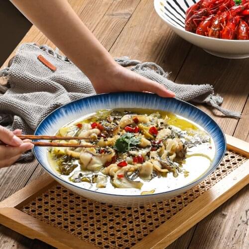 2021 NEW Porcelain Serving Bowl Salad Pasta Serving Dishes 11.5'' Japanese Style Large Ceramic Bowl for Kitchen Hotel Restaurant