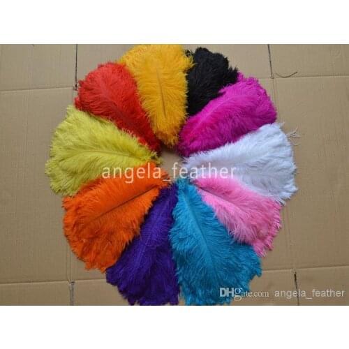 Wholesale 100pcs / lot 12-14inch Ostrich Feather Plume Colorful Feathers For Crafts Costume Supplies Table Wedding Centerpiece