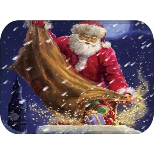 40*60cm Mat in Hallway Kitchen Rubber Doormat Merry Christmas Santa Claus Home Decor Living Room Rug Anti-Slip Dustproof Carpet