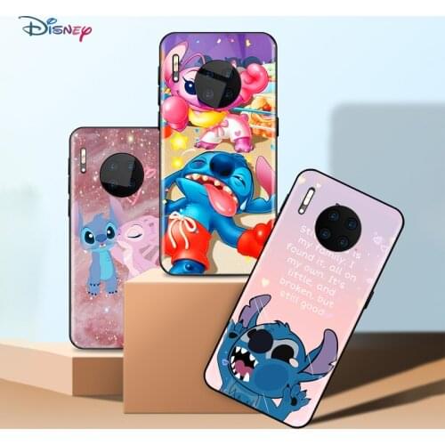 Disney Cartoon Animation Lilo Stitch For Huawei Mate 40 RS Porsche Design 30 20 X 10 Lite Pro Plus TPU Silicone Black Phone Case
