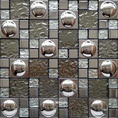 Mondern Silver Convex Metal Glass Mosaic Tile for Showrom door frame Home wall decoration,YY-252