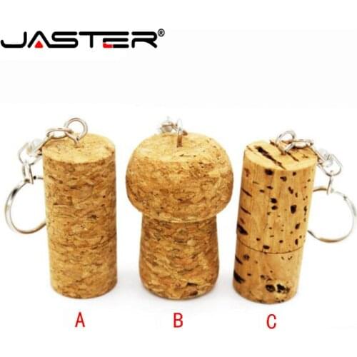 JASTER soft wooden cork USB flash drive wood bottle plug pendrive 8GB 16GB 32GB memory stick logo customized keychain gifts