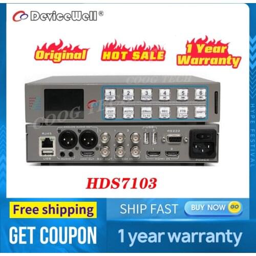 DeviceWell HDS7103 All Sixe Videos SDI Video Mixer Switcher 4-CH SDI and 2-CH USB inputs USB playback video, pictures 2 SDI
