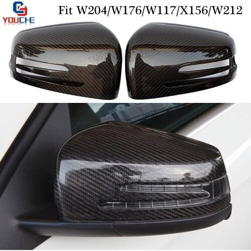 W204 Carbon Fiber Mirror Cover Replacement Mirror Caps for Mercedes W176 W204 W207 W212 W117 W218 X156 W246 2010 - present