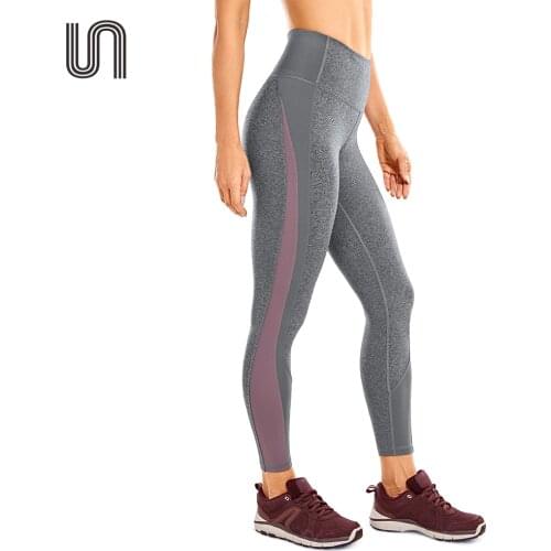 Womens High Waist Yoga Leggings Color Block Naked Feeling Tummy Control Workout Pants -25 Inches