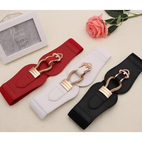 Ladies' Fashion Elastic Wide Belt, All-match Elastic Decoration to Buckle Belt, Down Jacket Dress Girdle