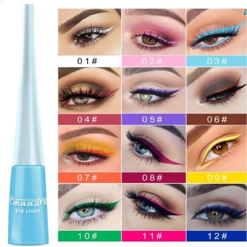 12 Colors Neon Colored Matte Liquid Eyeliner Pencil Waterproof Quick Dry Eye Liner Pen White Blue Eyes Cosmetics Pen TSLM1