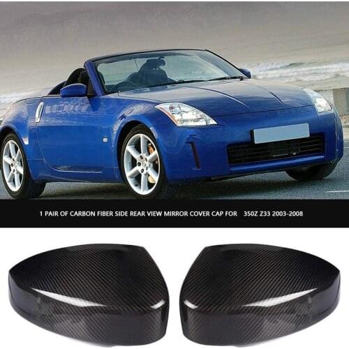 1 Pair Rearview Mirror Cover, Carbon Fiber Side Rear View Mirror Cover Cap for Nissan 350Z Z33 2003-2008
