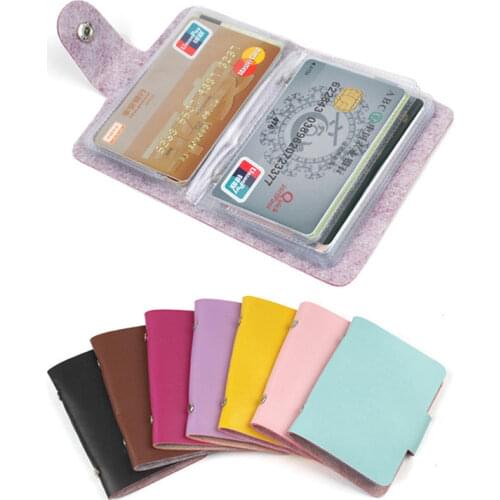 Fashion 24 Bits Useful Business Credit Card Holder PU Leather Buckle Cards Holders Organizer Manager For Women Men Free Shipping