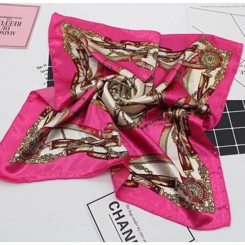 50*50cm High Quality Silk Scarf Women Small Soft Squares Decorative Head Scarf Multicolor Stripe Print Kerchief Neck Wrap
