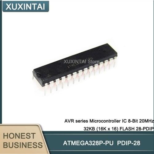 50Pcs/Lot ATMEGA328P-PU ATMEGA328P AVR series Microcontroller IC 8-Bit 20MHz 32KB (16K x 16) FLASH 28-PDIP