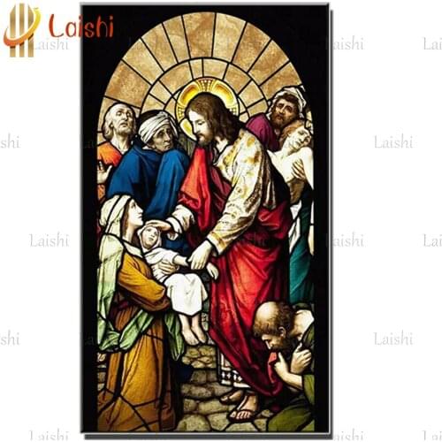 5D Diamond Painting European-style church, Jesus saves the suffering people Diamond Embroidery Mosaic Full Square Drill Wall Art