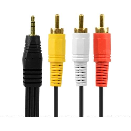 3.5mm Jack to 3 RCA Adapter Audio Aux Cable Video AV Cable Converter Cord for DVD Player Recorder HiFi VCR TV 1.5m
