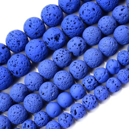 Natural Stone Bead Blue Lava Round Loose Spacer Beads for Jewelry Making DIY Charm Bracelet Earrings Accessories 4/6/8/10/12mm