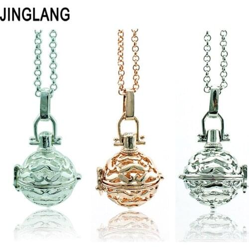 JINGLANG 3 Color Fashion Angel Necklace Baby Harmony Musical Bells Cage Pendant Necklace For Pregnant Women Jewelry